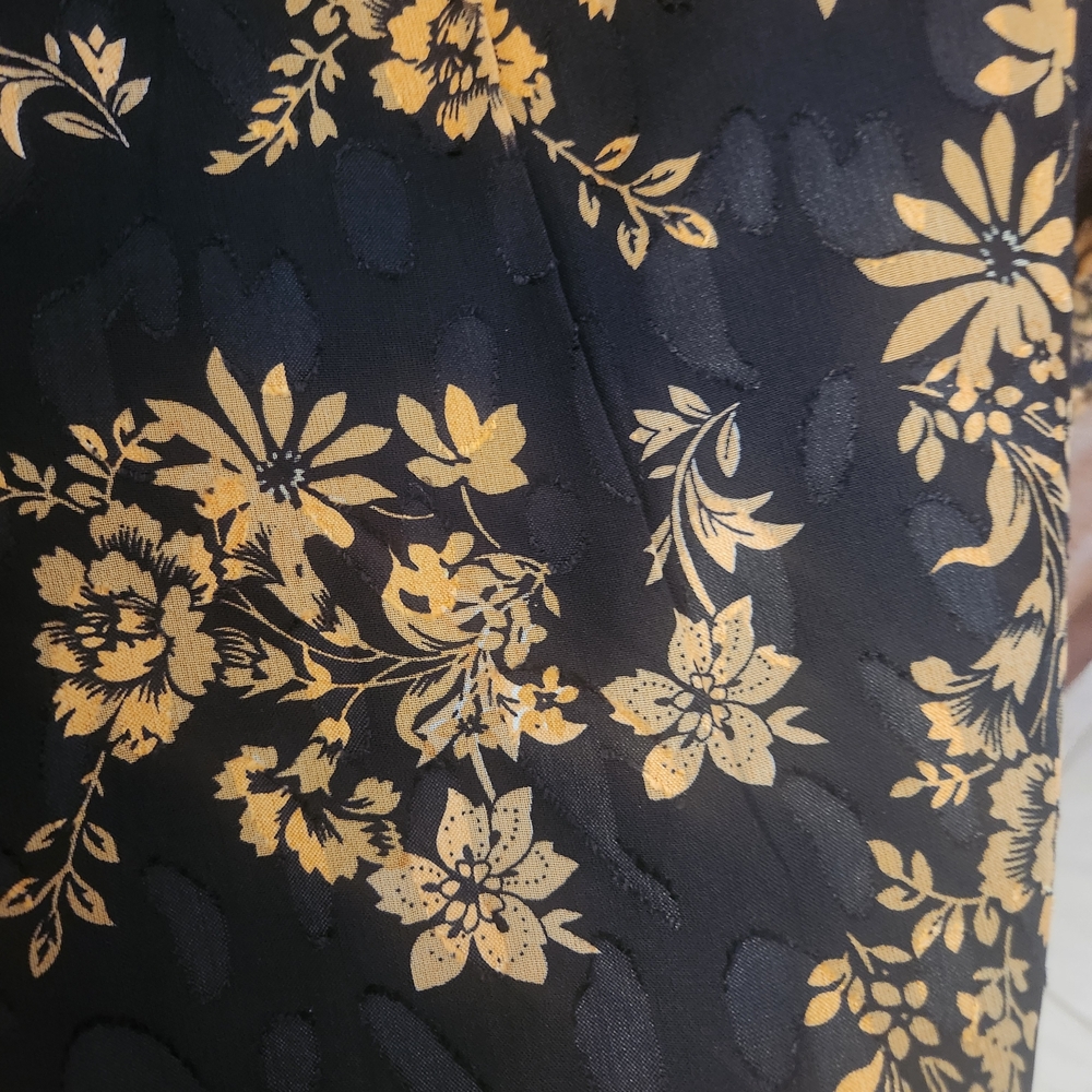 Lulu's "Dressed Up Darling" Black and Gold Floral Long Sleeve Dress - Picture 2 of 5